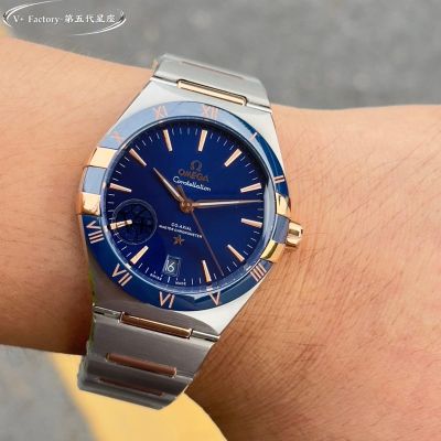 V Factory Omega Constellation 41mm 8900/8901 Movement Two-tone Rose Gold Strap Blue Dial Watch with Date Window